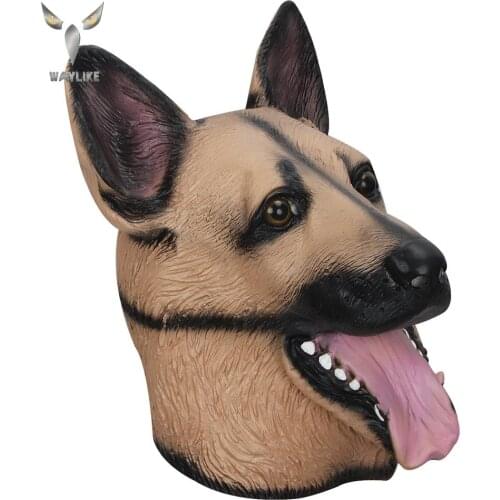 WAYLIKE Halloween Coffee Eagles Underdog Latex Mask Halloween Dog Head Mask German Shepherd Rubber Animal Mask