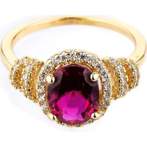 2017 Purplish red Bijoux Fashion Multi Color Genuine Austrian Crystal Ring Rose Golden Color Women Costume Jewelry Rings
