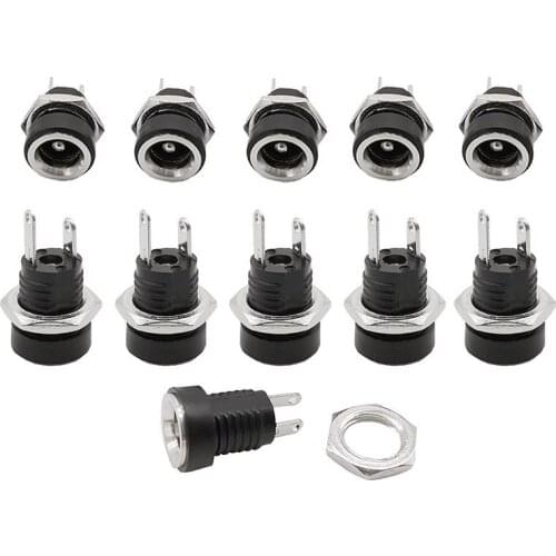 10Pcs/lot 5.5x2.5mm DC Power Supply Female Jack Connector DC-022B DC Socket 2 Legs Terminals