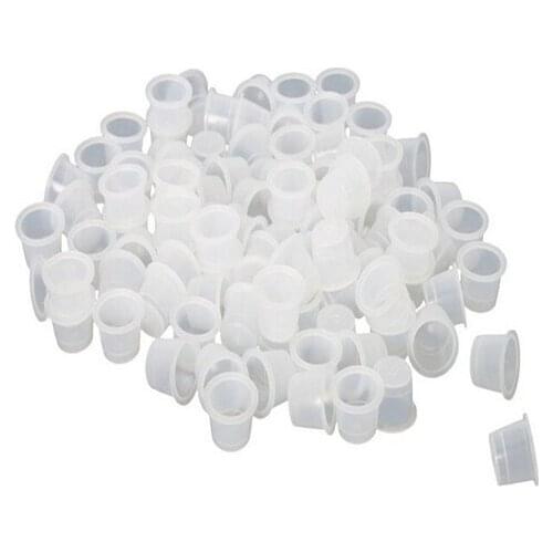 HOT 100Pcs Plastic Tattoo Ink Cups For Permanent Tattoo Makeup Eyebrow Makeup Pigment Container Caps Disposable Accessories