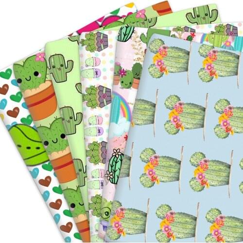 50*145cm Cactus Plant Flower Floral100% Pure Polyester Cotton Material Patchwork Sewing Fabrics Quilt Needlework DIY Cloth