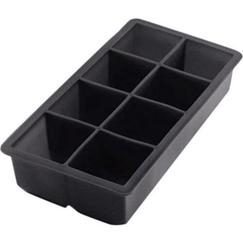 Black 8 Big Ice Tray Mold Giant Jumbo Large Silicone Ice Cube Square Tray Mold DIY Ice Maker Ice Cube Tray Kitchen Tools