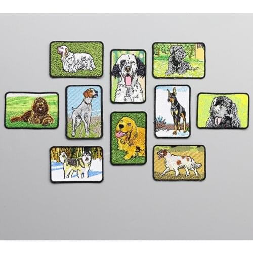 AHYONNIEX Brand Cute Puppy embroidery badge armband cloth sticker iron on patches for clothes DIY applique with glue to attach