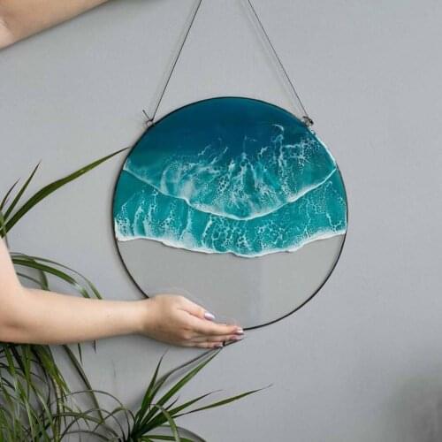 1PCS Acrylic Ocean Pendant Oceans Wave Wall Hanging High Stained Glass Window Panel Acrylic Production Decoration Accessories