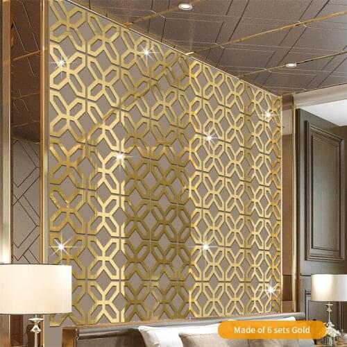 3D Multicolor Hollow Four-leaf Flower Acrylic Mirror Wall Sticker DIY Removable Living Room Bedroom Home Office Decoration Decal