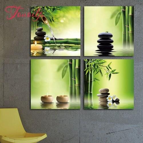 Touoilp Full square&Round Drill 5D DIY Diamond Painting "Stone bamboo" Cross Stitch 5D Embroidered diamond Home Decor Gift