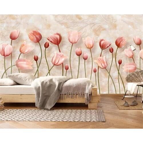 Beibehang Tulip marble relief classic three-dimensional thickening papel de parede 3d wallpaper TV sofa background wall paper