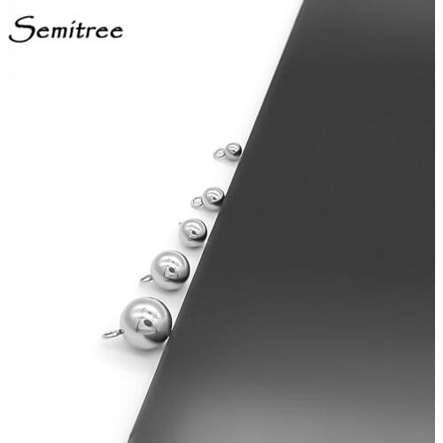 Semitree 20Pcs Stainless Steel Charms Round Beads with Hook DIY Earrings Bracelet Necklace Jewelry Findings Making 5mm 8mm 10mm