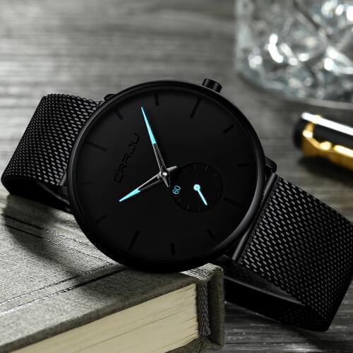 Relogio masculino Crrju Watch Men Military Quartz Watch Mens Watches Top Brand Luxury Stainless Steel Sports Wristwatch Clock
