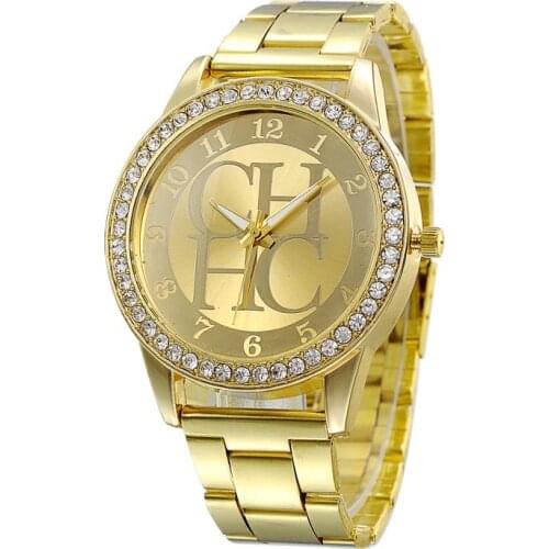 Relogio Feminino 2018 New High Quality Gold Casual Quartz Watches Women Stainless Steel Dress Rhinestone Women Watch