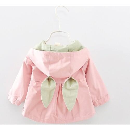 Spring Autumn Girls Jackets Casual Hooded Outerwear Girls Fashion Rabbit Design Kids Clothing Overcoat Girls Coat