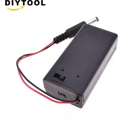 9V PP3 Battery Holder Box Case Wire Lead ON/OFF Switch Cover + DC 2.1mm Plug