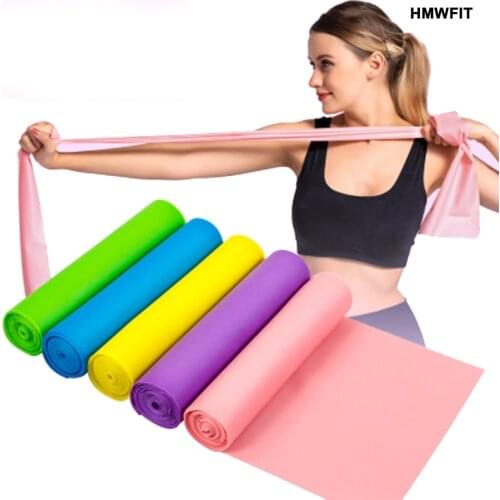 Yoga Pilates Stretch Resistance Band Exercise Fitness Band Training Elastic Exercise Fitness Rubber 150cm Natural Rubber Gym