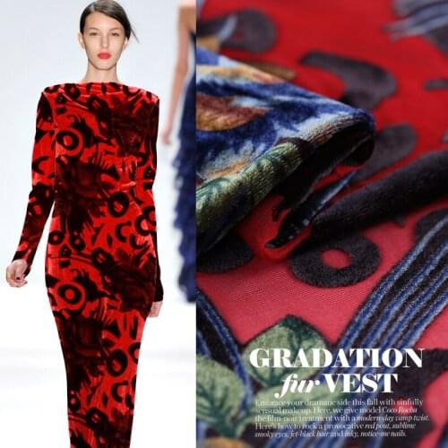 Europe and the United States spring and autumn burnt-out silk velvet fabric silk velvet cloth silk dress cheongsam dress fabric