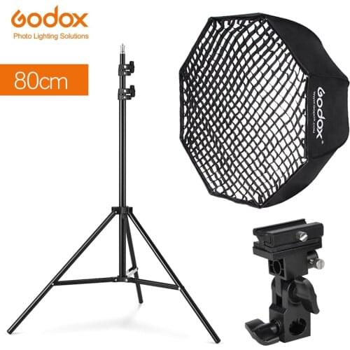 Godox 80cm Octagon Umbrella Softbox Light stand umbrella Hot Shoe Bracket Kit for Canon Nikon Godox Yongnuo Flash Speedlight
