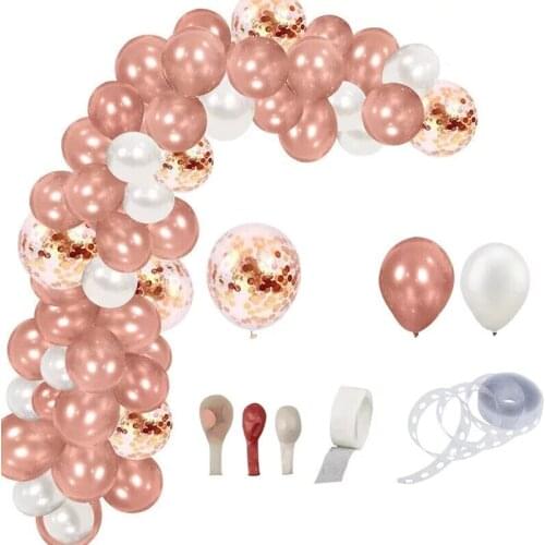 Hot XD-Rose Gold Balloon Arch Garland Kit Latex Confetti Balloons for Wedding Bridal Birthday Party Decorations