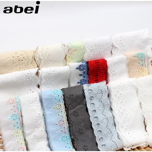 10yards/lot mix colors random size Cotton Fabric Lace Trims Quality Clothes Hometexile Embellishment DIY Doll sewing material