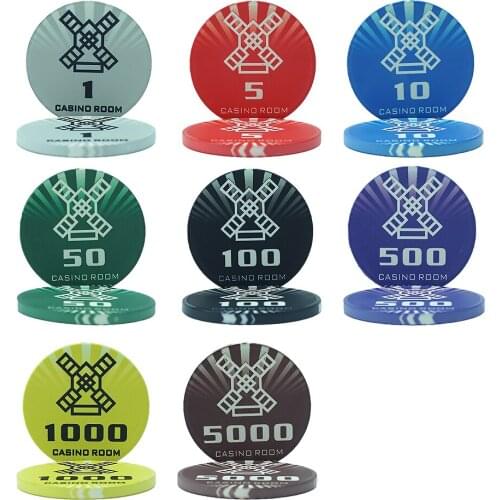2021 Factory Supply New Style 39mm Windmill Design Ceramic Poker Chips for Casino Game