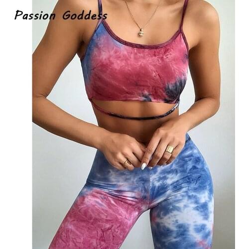 2 Piece Tie-dye Camis Tops Biker Five Leggings Shorts Set Women Fitness Joggers Outfits Streetwear Skinny Two Piece Tracksuits