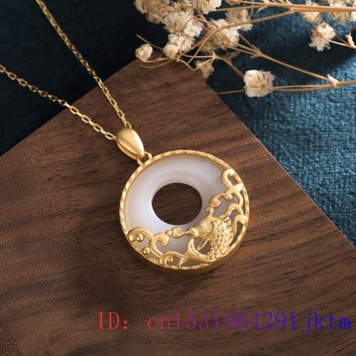 White Jade Carp Pendant Zircon Charm Crystal Fashion Chalcedony Women Jewelry Natural Necklace 925 Silver Gifts Chinese