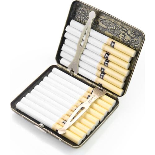 Vintage Chinese Dragon Metal Cigarette Case 20 Cigarette Classic Design Edition Cigarette Case Men Box Gift Cigarette Accessory