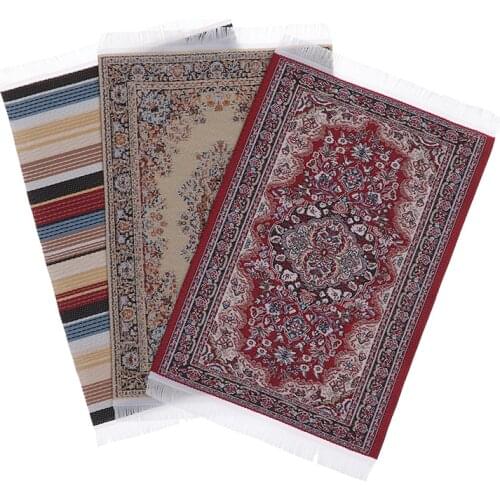 Dollhouse Miniature Turkish Style Area Rug/Carpet/Mat Floor Coverings for Dolls House Any Rooms Furniture Decoration 1/12 Scale