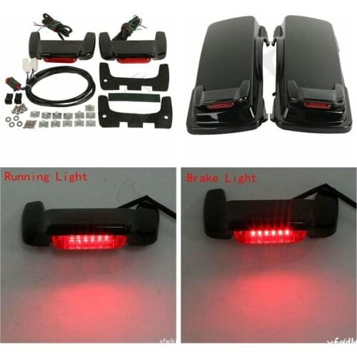 Motorcycle LED Light Kit Hard Saddlebag Lid Spoiler For Harley Touring Models Electra Street Glide Road King 1993-2013 12