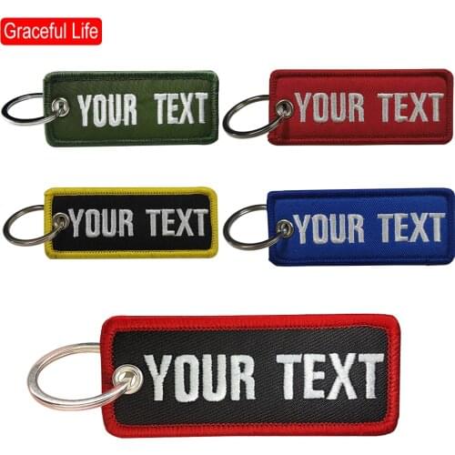 Custom Embroidery Keychain Name Patch for Bag Embroidered Key Ring Sewing Applique On Fabric Badge DIY Apparel Accessories