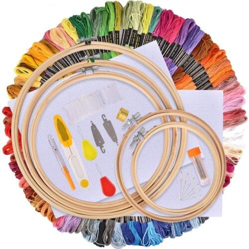 50/100 Skeins Embroidery Pen Needle Set Thread Punch Stitching Knitting Kit