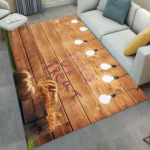 Halloween Carpet Trick or Treat Letters Wooden Board Carpets for Living room bedroom Area Rugs Bathroom Kitchen Anti Skid Floor