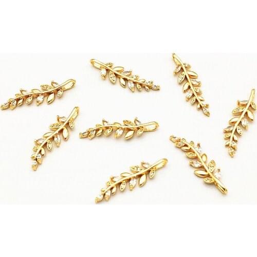 New arrival! 28x8mm 50PCS Cubic Zirconia Leaves shape Charm for Hand Made Earrings DIY parts,Jewelry Findings & Component