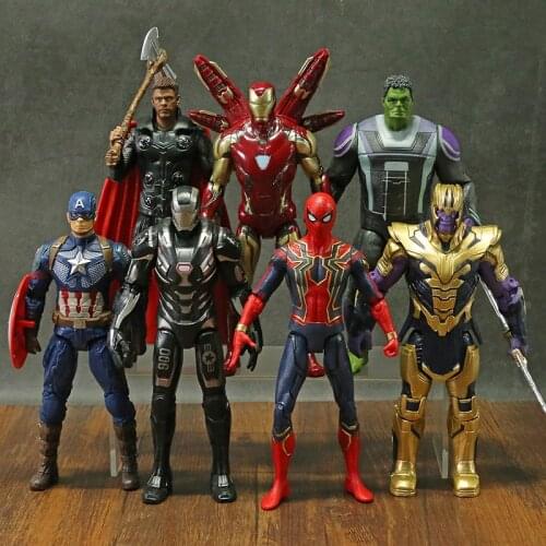 Genuine Marvel Spiderman Iron Man Captain America Thor Hulk War Machine Thanos 7" Action Figure Collectible Model Toy