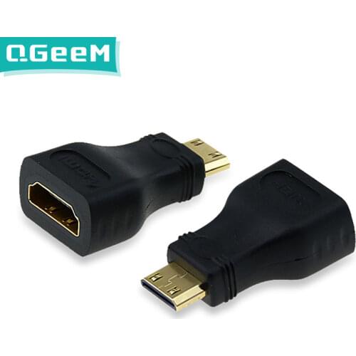QGeeM MINI HDMI Cable Compatible MALE TO HDMI A FEMALE ADAPTER converter 1080 P 2K 4K FOR MINI PC HDTV HD CAMERA 5504