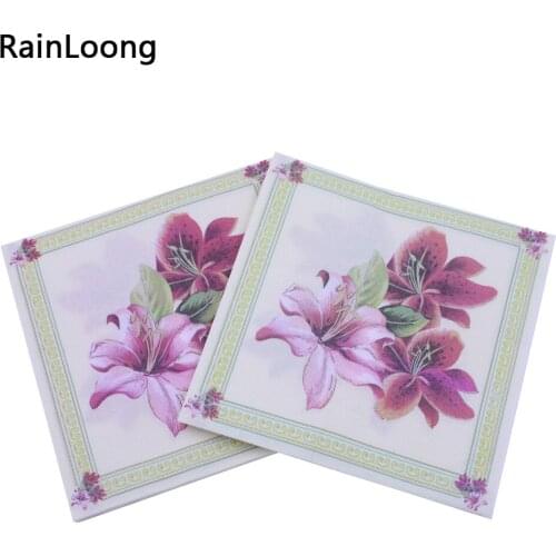 [RainLoong] Printed Narcissus Flower Paper Napkins For Party Decoration Tissue Decoupage 33*33cm 1 pack (20pcs/pack)
