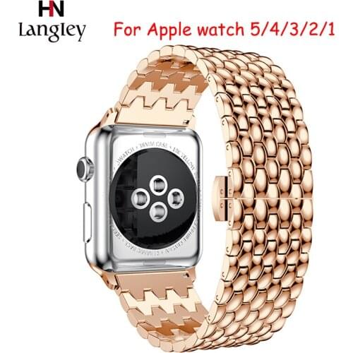 40mm 44mm Band For Apple Watch 5/4/3/2/1 Bracelet Straps Stainless Steel Dragon pattern Replacement Wristbands 38mm 42mm