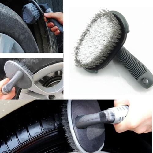 Gray Car Tire Cleaning Brush Automobiles Wheel Detailing Wash Scrub Auto Motorcycle Tire Rim Hub Cleaning Hand Tools Supplies