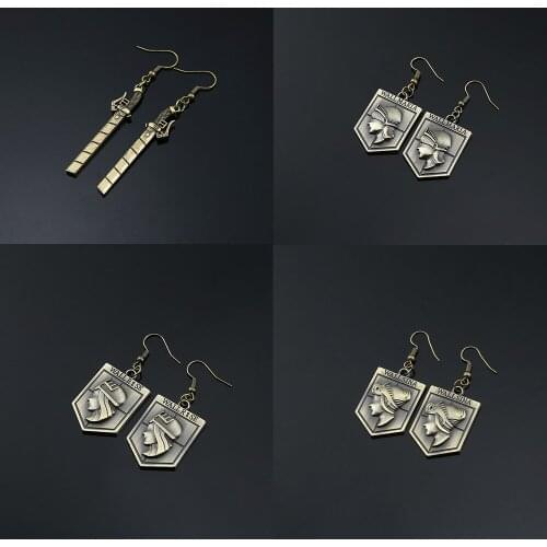 Anime Attack On Titan Earrings Shingeki No Kyojin Wall Maria Sina Rose Drop Earring Cosplay Jewelry For Fashion Unisex Gift