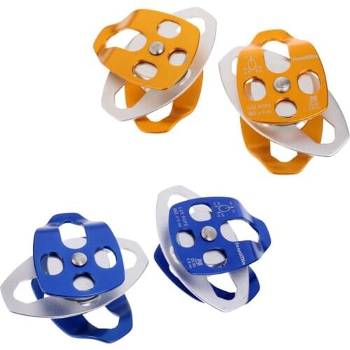 2Pcs, 32kN Single Double Sheave Ball Bearings Climbing Pulley for 15mm Rope Climber Pulley Triple Attachment Hardware