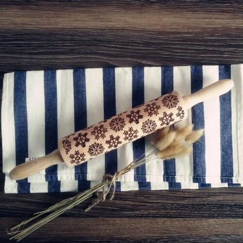 Diy Rolling Pin Manual Wooden Roller Baking Embossed Cookies Kitchen Tools Rose Flower Embossed Engraved Carved Rolling Pins