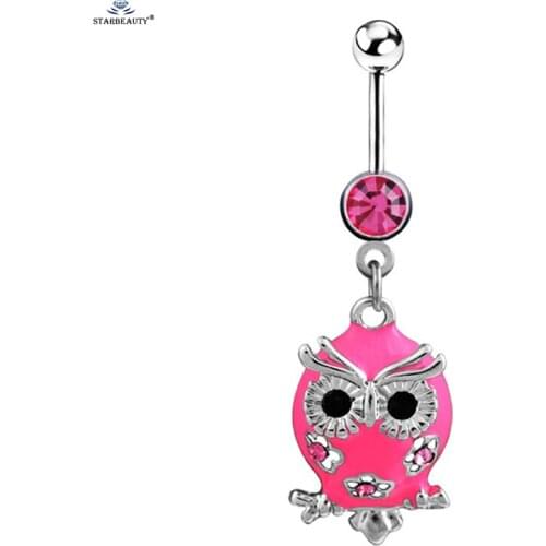 Starbeauty Cute Pink Bijoux Owl Navel Piercing Ombligo Women Charm Earring Belly Piercing Nombril Belly Rings Pircing Jewelry