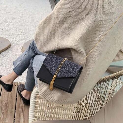 Cow Split Leather Messenger Bag Leisure Tassel One Shoulder Bags Chain Small Square Bag For Women