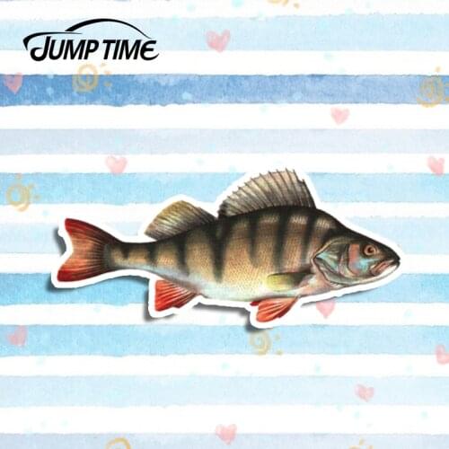 Jump Time 13cm x 5.9cm Striped bass Fishing Decal Funny Reflective 3D Car Styling Sticker Motorcycle Car Decal Accessories