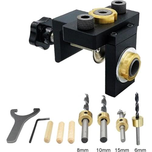 Doweling Jig Pocket Hole Jig Kit Wood Vertical Drilling Detachable Locator for Furniture Connecting Hole Puncher Carpentry Tools