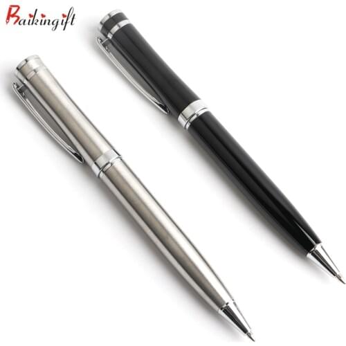 1Pcs Office Ballpoint Pen Stainless Steel Material Rotating Style Ball Pens For School Office Gift Stationery Supplies