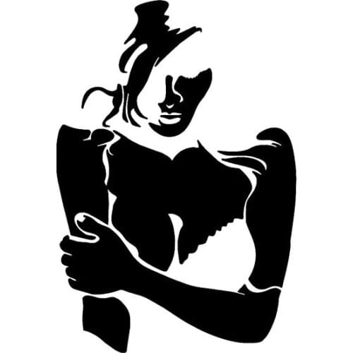 10.1*14.8CM Shy Sexy Girl Fashion Black/Silver Car Sticker Vinyl Decals Good Design Covering The Body C20-0235