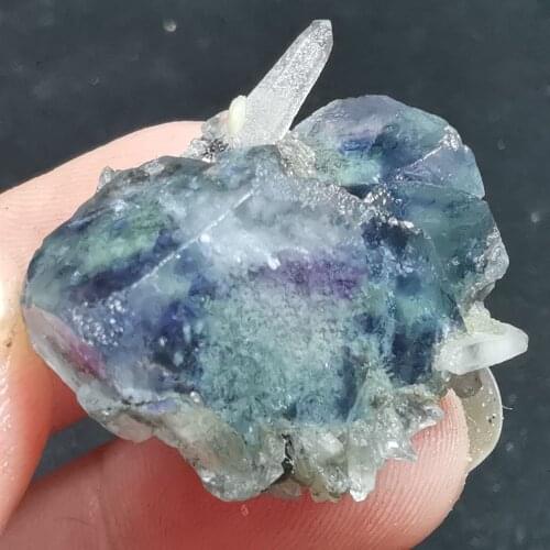 11.2Natural rare purple fluorite mineral specimen stone and CRYSTAL HEALING CRYSTAL QUARTZ GEM