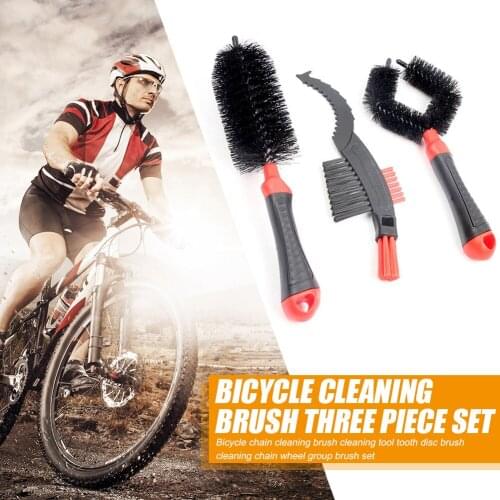 3pcs Bike Cleaning Kit Bicycle Chain Clean Tire Wheel Brush Cycling Cleaners Kit Scrubber Brushes Mountain Bike Wash Tool Set