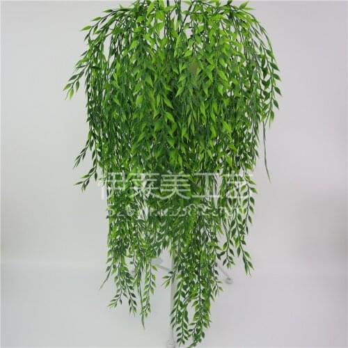 95cm length 5 forks Green Willow Branch green hanging plants Simulation Leave Vine Home garden Landscape Decoration Flowers