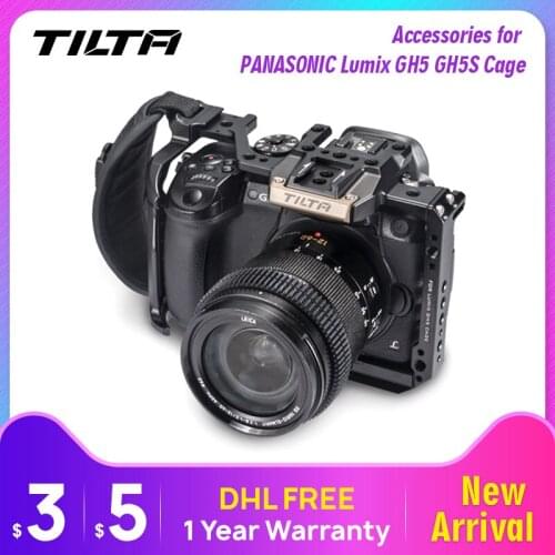 TILTA Accessories for PANASONIC Lumix GH5 GH5S Cage with Top Handle grip Kit Run Stop Cable Clip holder Black TA-T37-FCC-B