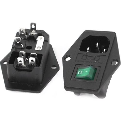 A Ausuky AC 10A 250V IEC320 C14 Inlet Module Plug Neno Lamp On/Off Boat Switch Fuse Holer -25